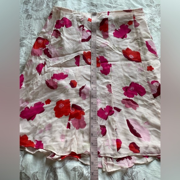 Express Y2K Silk Pink Floral Mini Slip Skirt 4 Fairy Balletcore Feminine Dainty - Picture 9 of 9